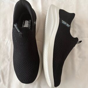 Skechers Black Knit Slip-On Shoes